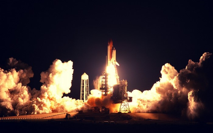 Space Shuttle Launch at Night