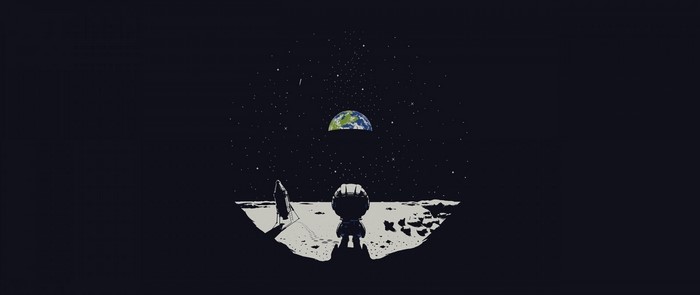 Astronaut on the Moon looking at Earth