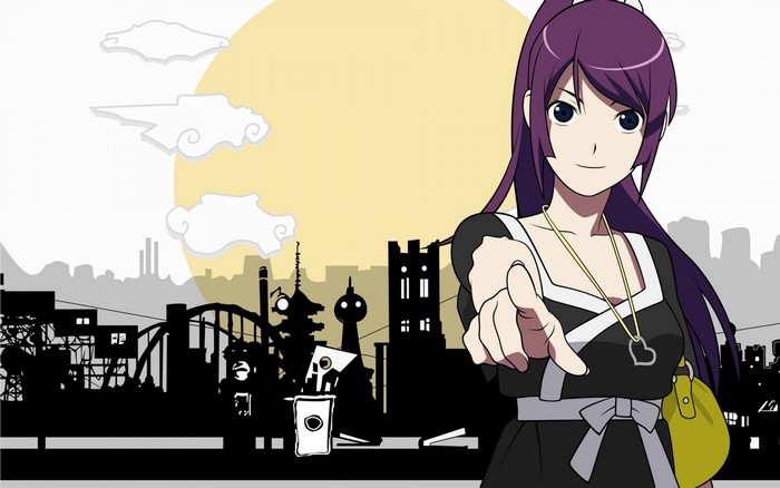 Senjougahara Hitagi from Monogatari Series pointing forward