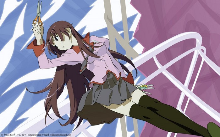 Hitagi Senjougahara from Monogatari Series holding scissors