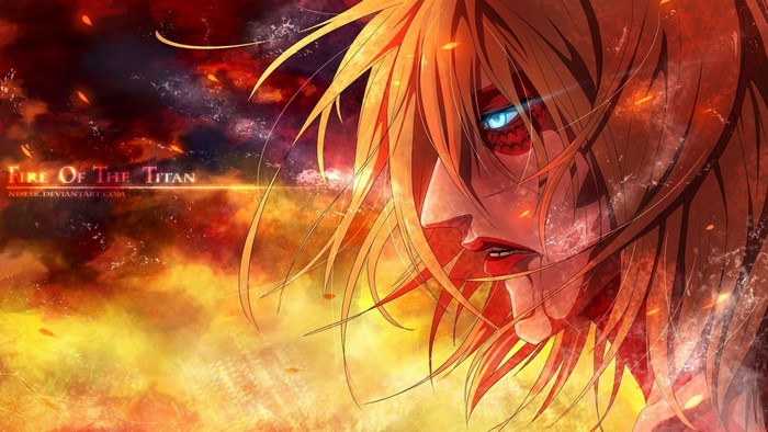 Annie Leonhart from Shingeki no Kyojin in flames