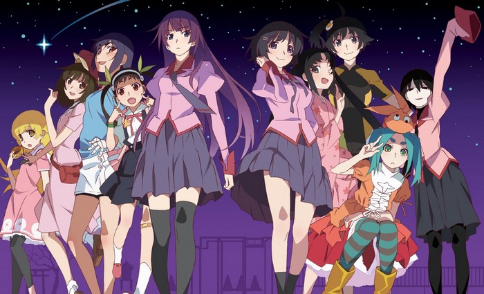 Monogatari Series characters illustration