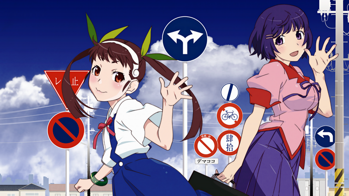 Hachikuji Mayoi and Hanekawa Tsubasa from Monogatari Series