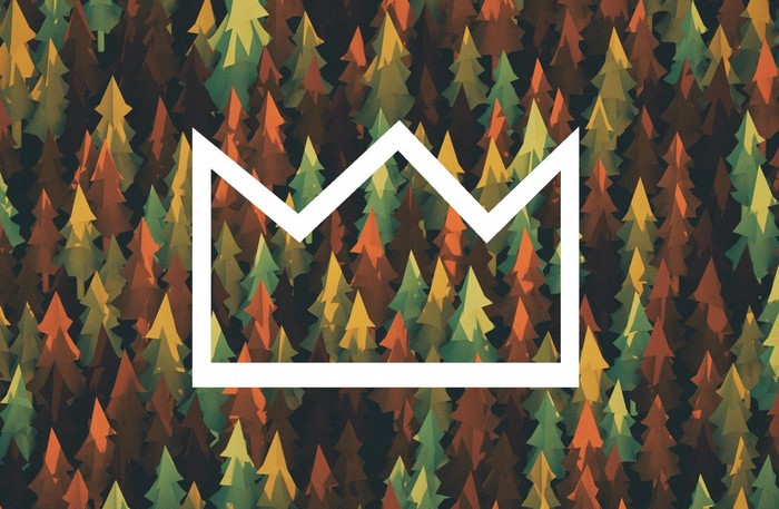 White crown over a forest of stylized trees