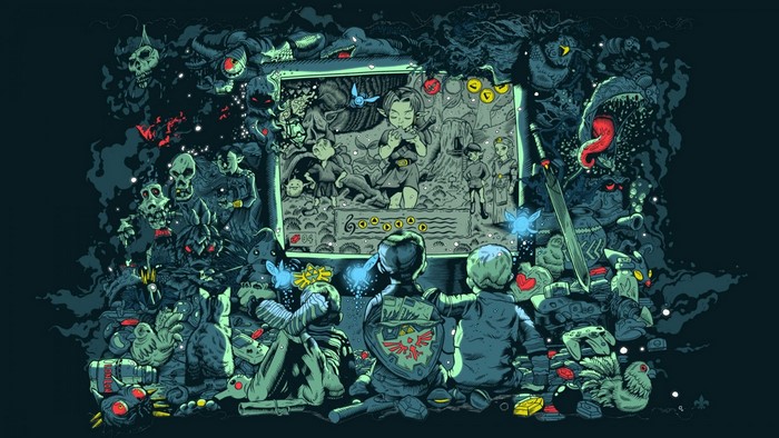 The Legend of Zelda illustration with children playing