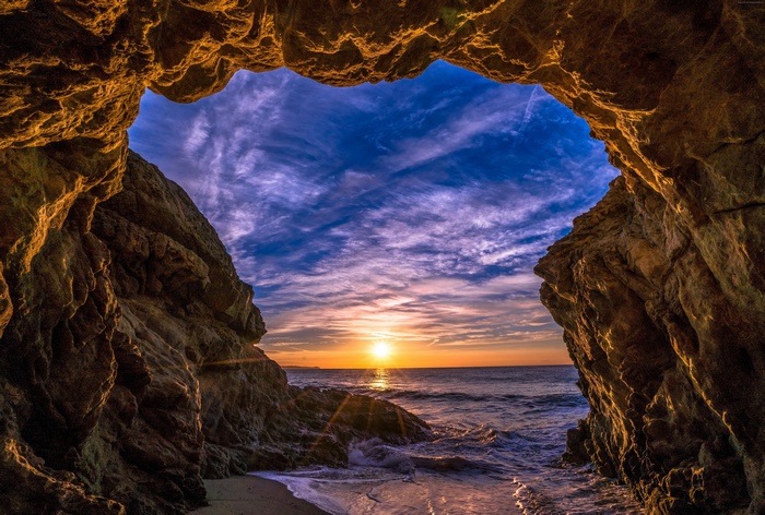 coast, 5K, ocean, beach, Malibu, sky, sunset, California