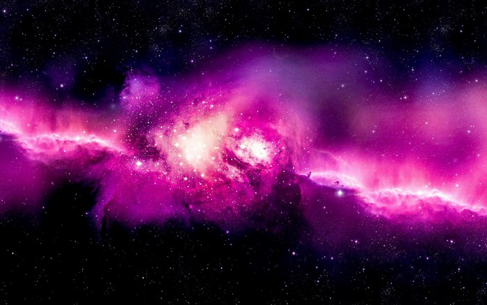 Pink and purple nebula in outer space with stars