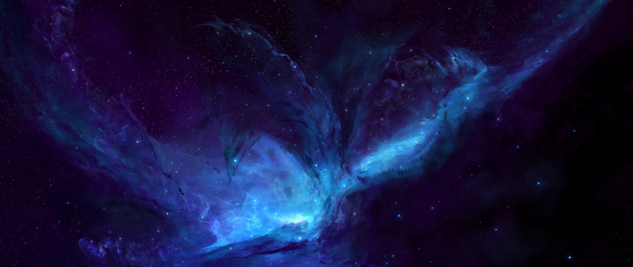 Vast blue and purple nebula in deep space