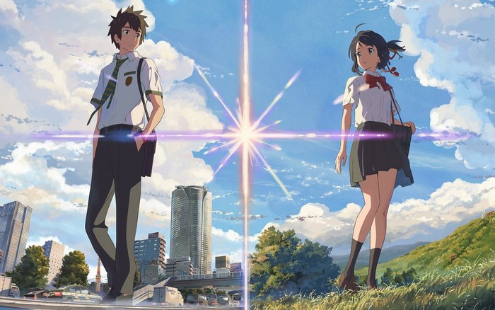 Your Name - Mitsuha and Taki under the Sky
