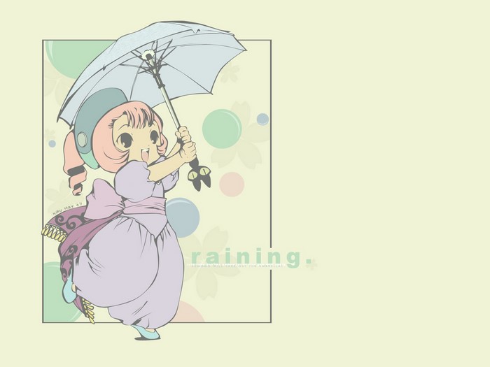Sumomo from Chobits holding an umbrella