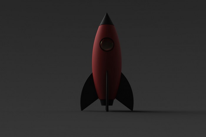 Red and black cartoon rocket ship