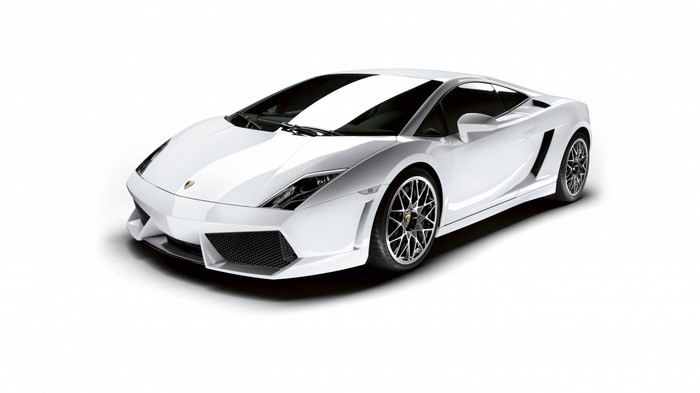 White Lamborghini Gallardo parked on a white background