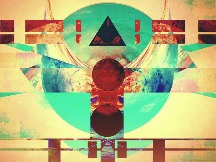 Abstract geometric shapes and planetary imagery