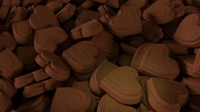 Pile of chocolate heart candies