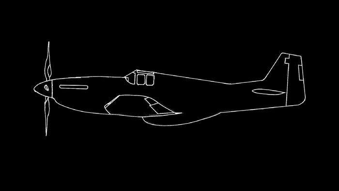 Sketch of a North American P-51 Mustang airplane