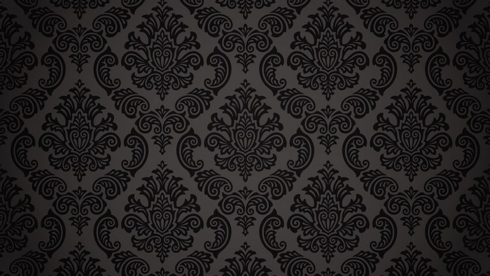 Black and gray damask floral pattern