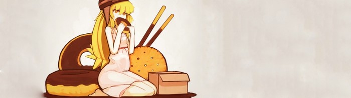 Oshino Shinobu from Monogatari Series eating donuts