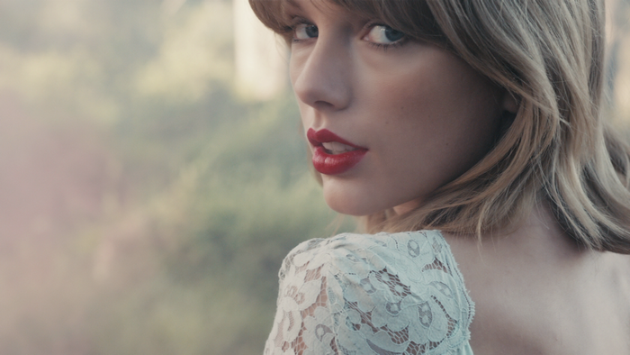 Taylor Swift Close-Up Portrait in Lace Dress