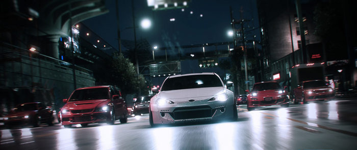 Need for Speed cars racing at night