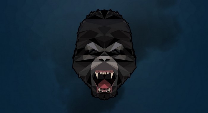 Low poly gorilla head illustration