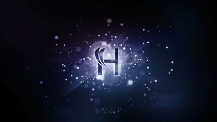 Harald Away logo with abstract background