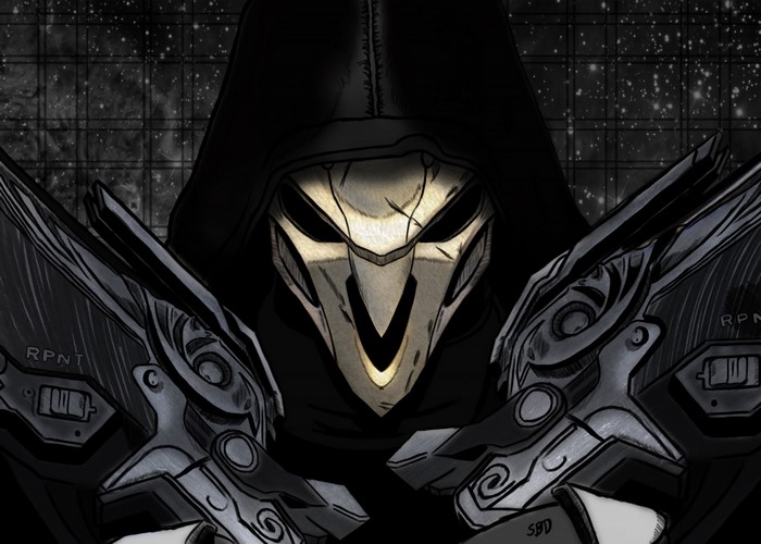 Reaper from Overwatch holding shotguns