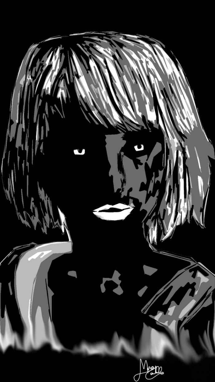 Monochrome illustration of a person with short hair
