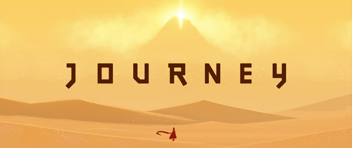 Journey video game title over a desert landscape