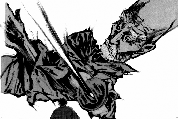 Miyamoto Musashi from Vagabond in a dynamic ink drawing