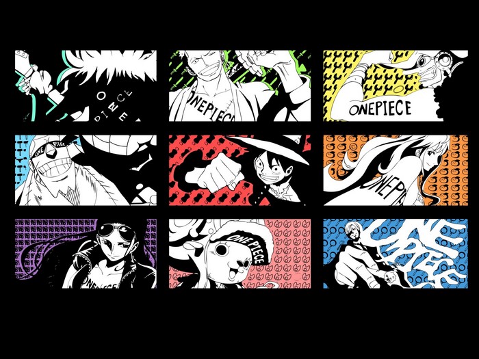 One Piece characters in a collage