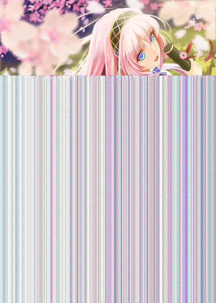 Megurine Luka from Vocaloid with pink hair and blue eyes