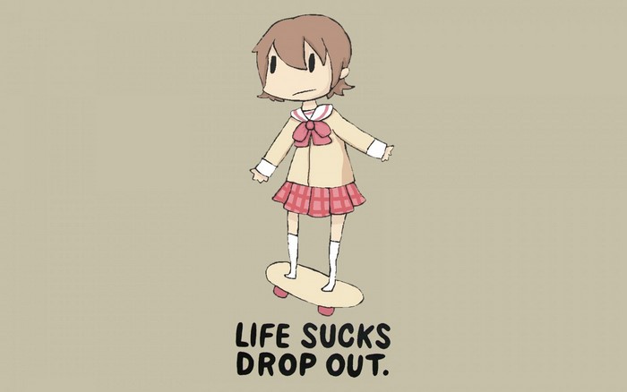 Aioi Yuuko from Nichijou on a skateboard