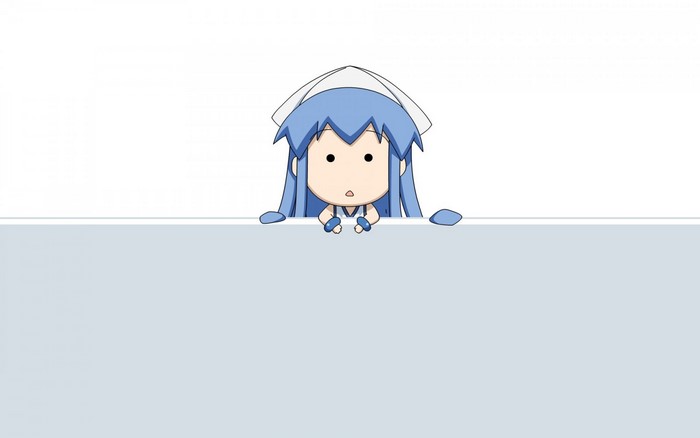 Ika Musume from Shinryaku Ika Musume peeking over a surface