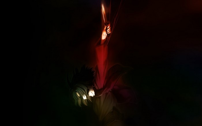 Ryougi Shiki from Kara no Kyoukai holding a lit stick