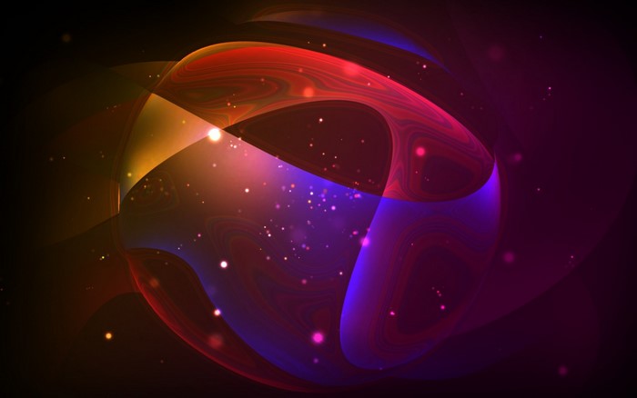 Abstract glowing sphere with colorful light and particles