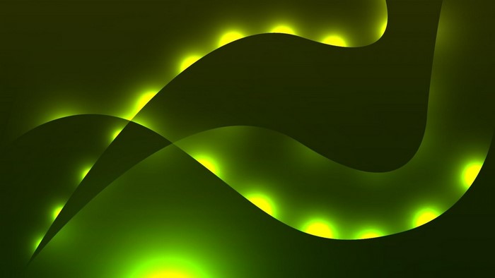 Abstract green wavy lines with glowing circles