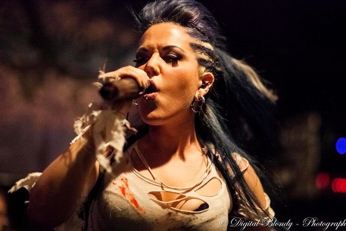 Alissa White Gluz singing on stage