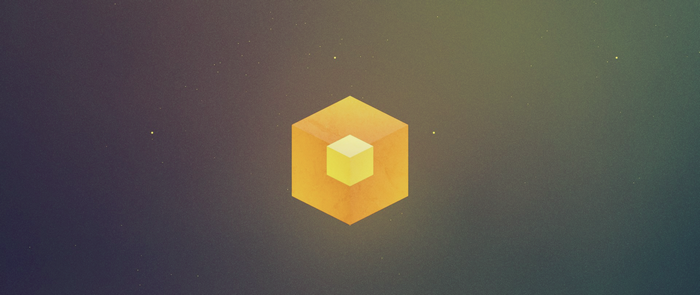 Minimalist yellow cube with inner cube and stars