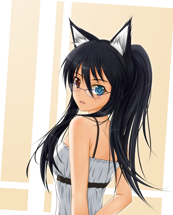 Anime Girl with Heterochromatic Eyes and Black Hair