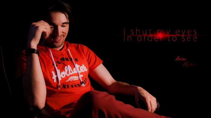 Man in Hollister shirt with text overlay