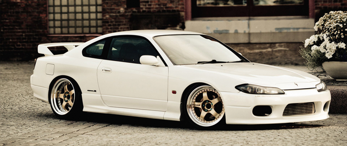 White Nissan Silvia Spec R Sports Car Side View