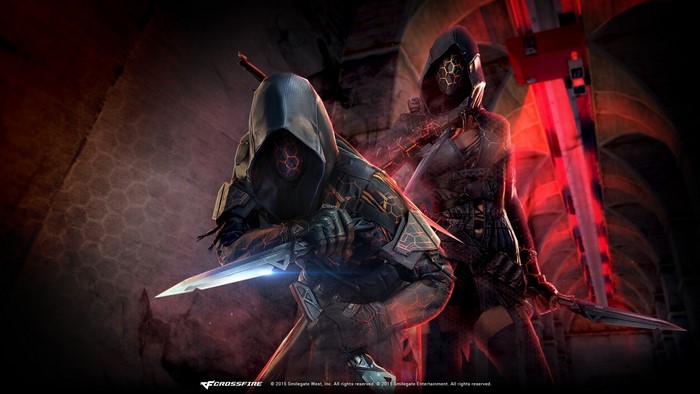 Two characters with hoods and knives from CrossFire
