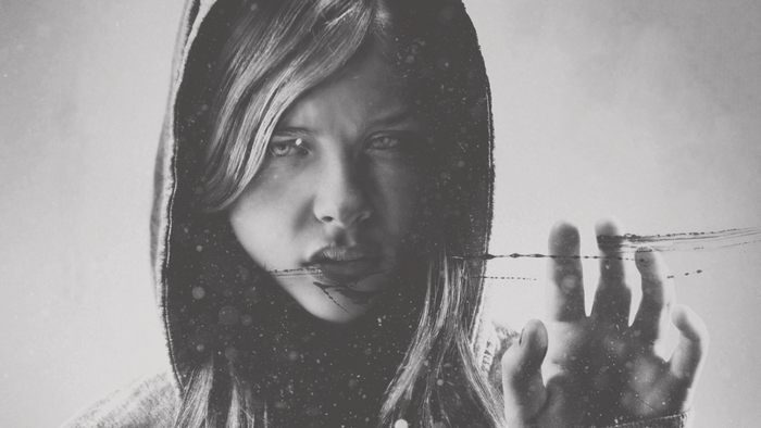 Chloe Grace Moretz in monochrome portrait