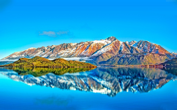 Lake and Snow-Capped Mountains Reflection 4K
