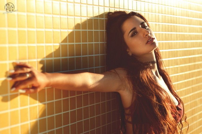 Raquel Puente Portrait with Long Hair and Choker