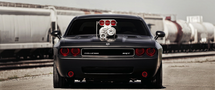 Black Dodge Challenger SRT with Supercharger