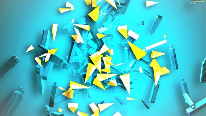 Abstract 3D shards of yellow and blue