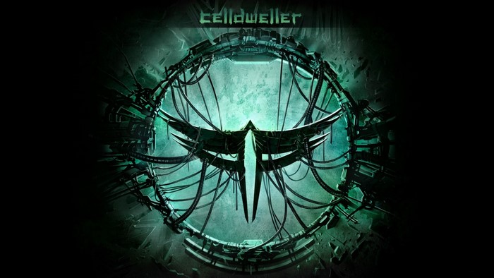 Celldweller logo with mechanical circle and wires