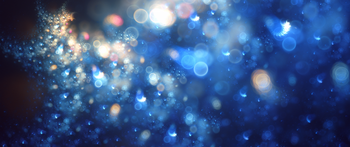 Blue bokeh lights in outer space