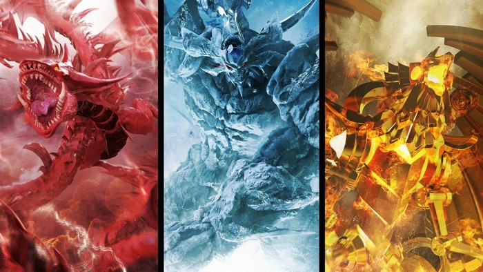 The Three Egyptian God Cards from Yu-Gi-Oh!